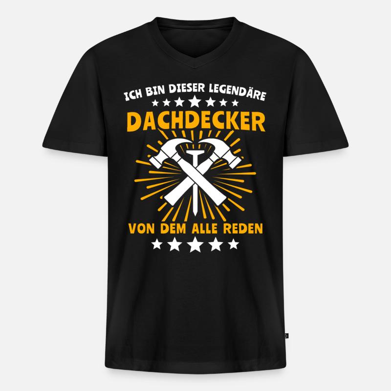 Dachdecker Legende Dachspengler Dachklempner - Männer Premium Bio T-Shirt mit V-Ausschnitt - Schwarz