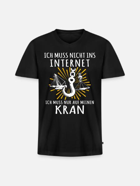 Kranführer Kran Kranfahrer - Männer Premium Bio T-Shirt mit V-Ausschnitt - Schwarz