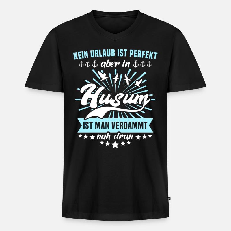 Husum Souvenir Husumer - Männer Premium Bio T-Shirt mit V-Ausschnitt - Schwarz