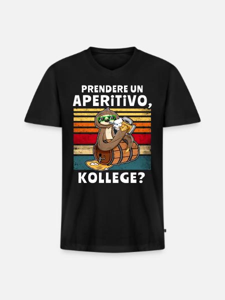 Bier Trinken Faultier Trinksprüche - Männer Premium Bio T-Shirt mit V-Ausschnitt - Schwarz