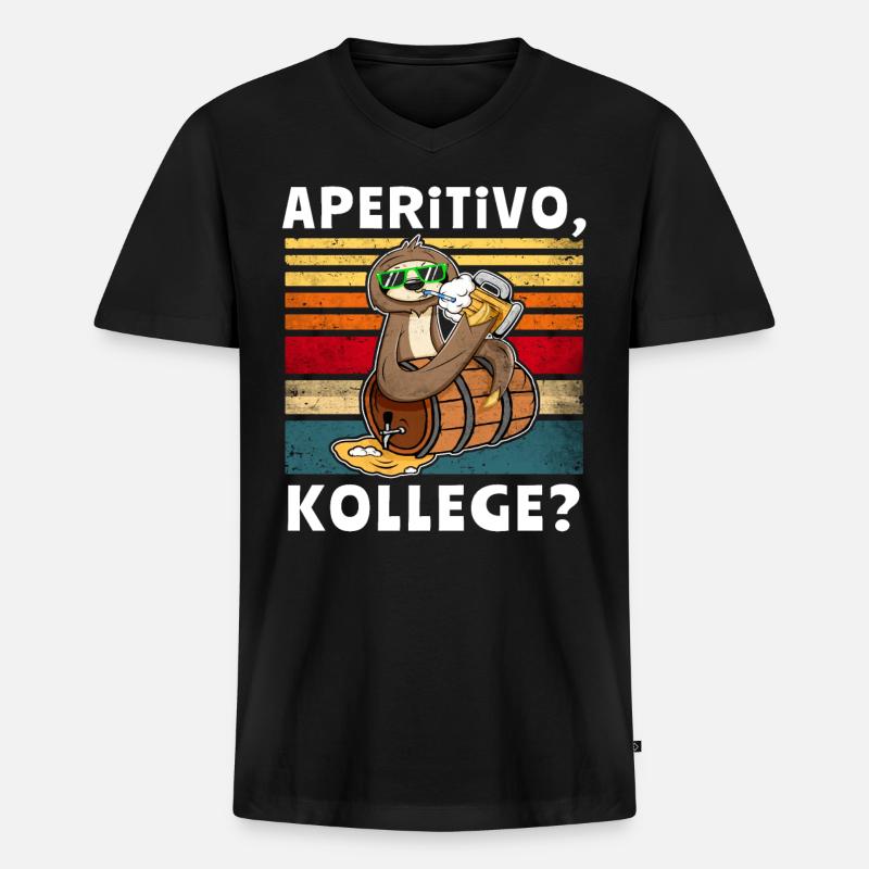 Bier Faultier Trinksprüche - Männer Premium Bio T-Shirt mit V-Ausschnitt - Schwarz