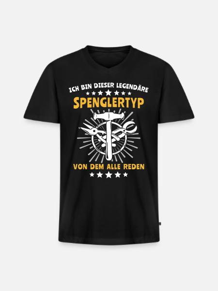 Spengler Sprüche Spengeln Bauspengler - Männer Premium Bio T-Shirt mit V-Ausschnitt - Schwarz