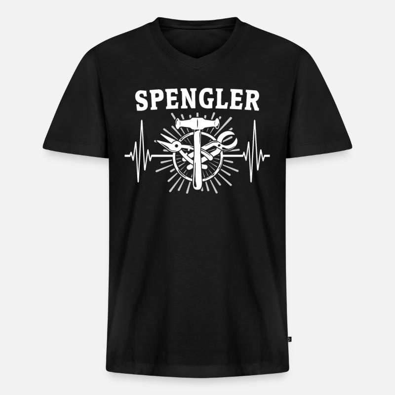 Spengler Sprüche Bauspengler - Männer Premium Bio T-Shirt mit V-Ausschnitt - Schwarz
