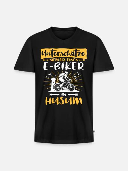 Husum Ebike Husumer Ebiker - Männer Premium Bio T-Shirt mit V-Ausschnitt - Schwarz