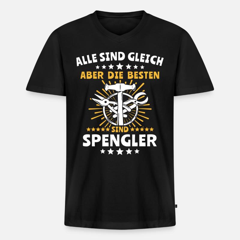 Spengler Bauspengler Spengeln - Männer Premium Bio T-Shirt mit V-Ausschnitt - Schwarz