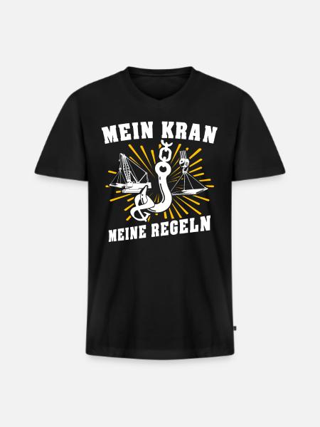 Kranführer Kran Kranfahrer - Männer Premium Bio T-Shirt mit V-Ausschnitt - Schwarz