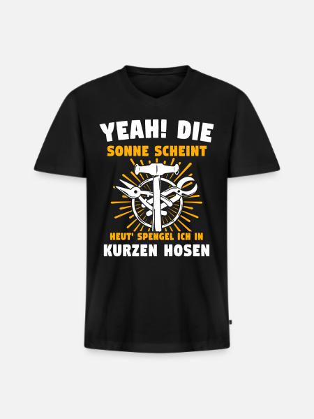 Spengler Bauspengler Spengeln - Männer Premium Bio T-Shirt mit V-Ausschnitt - Schwarz
