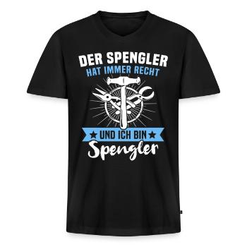 Spengler Bauspengler - Männer Premium Bio T-Shirt mit V-Ausschnitt - Schwarz - Vorne - Nico (187cm)