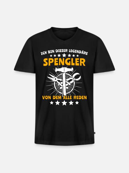 Spengler Bauspengler - Männer Premium Bio T-Shirt mit V-Ausschnitt - Schwarz