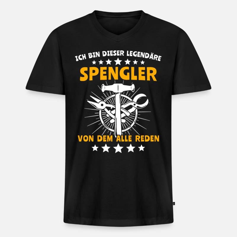 Spengler Bauspengler - Männer Premium Bio T-Shirt mit V-Ausschnitt - Schwarz