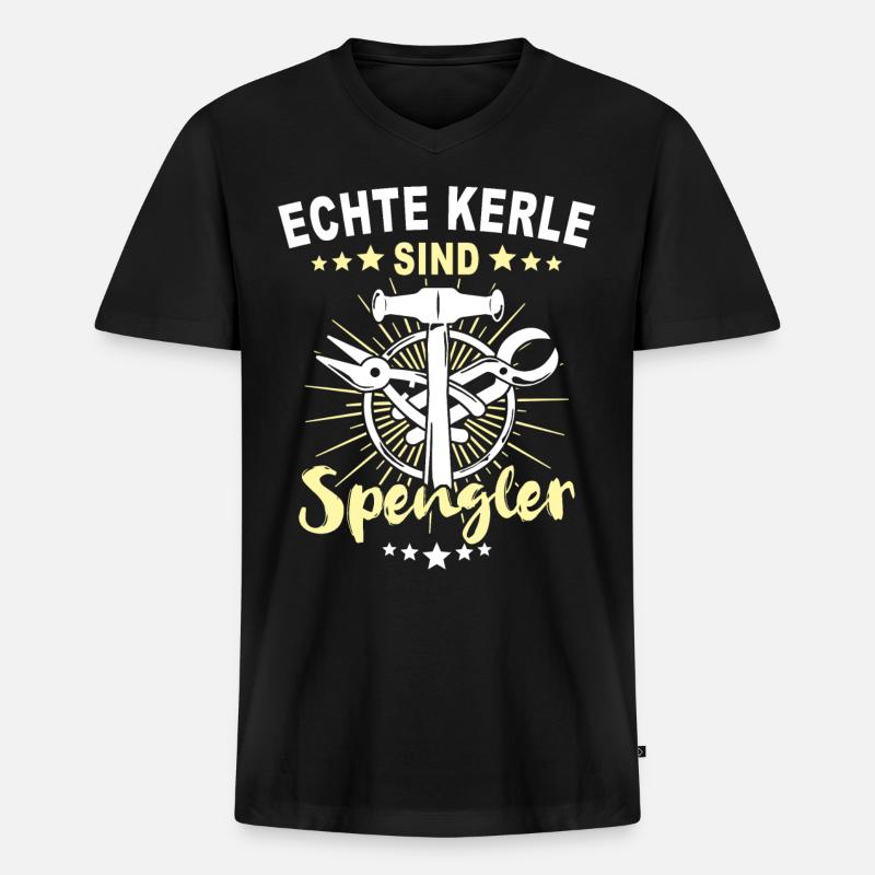 Spengler Beruf Bauspengler Sprüche - Männer Premium Bio T-Shirt mit V-Ausschnitt - Schwarz