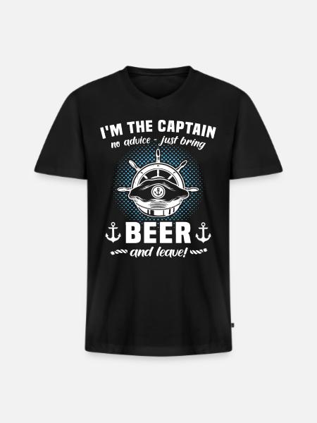 Capitaine Beer - T-shirt encolure en V Premium bio Homme - noir