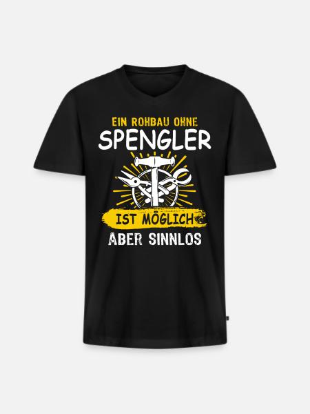 Spengler Bauspengler Spengeln Karrosseriespengler - Männer Premium Bio T-Shirt mit V-Ausschnitt - Schwarz