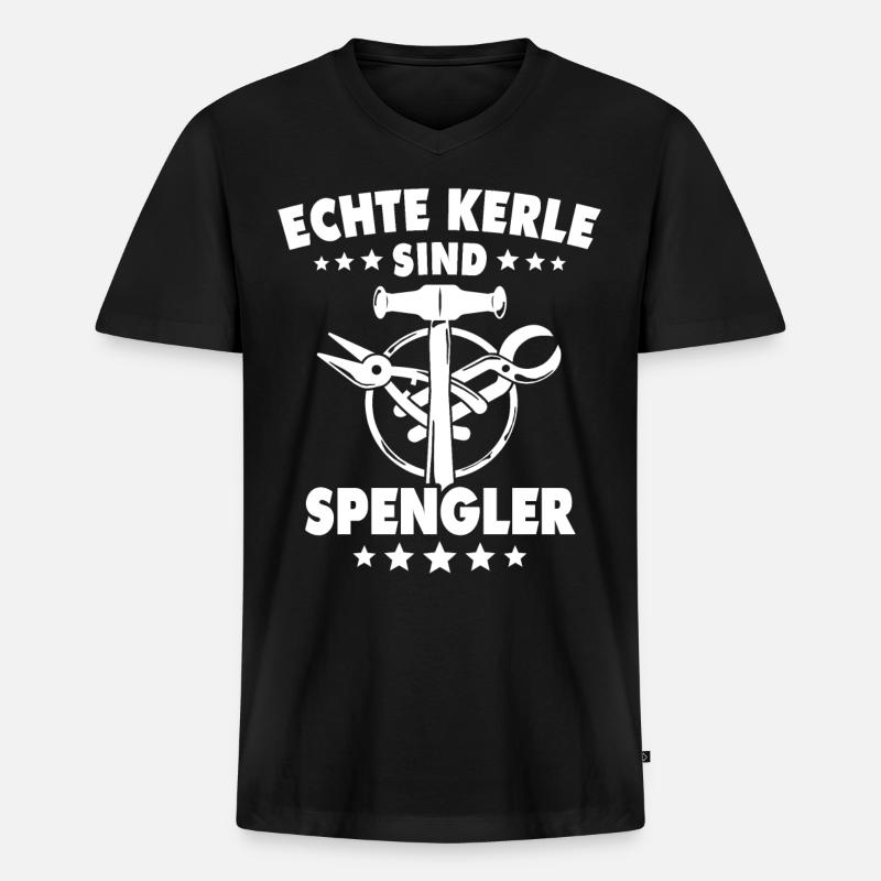 Spengler Bauspengler Karosseriespengler - Männer Premium Bio T-Shirt mit V-Ausschnitt - Schwarz
