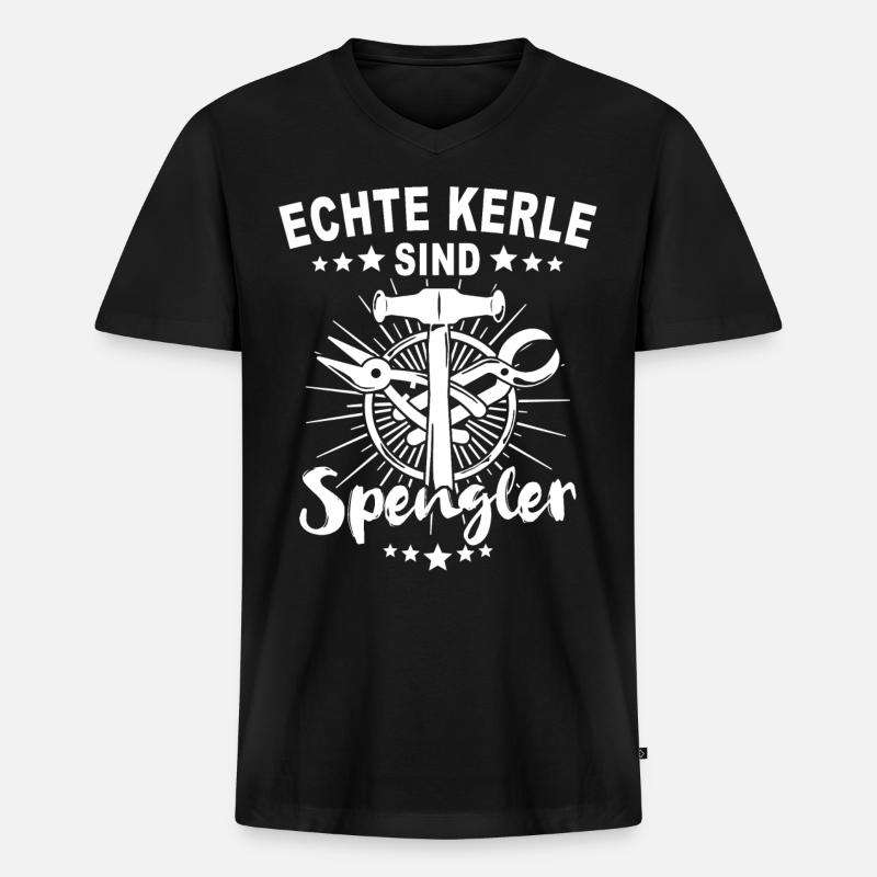 Spengler Beruf Karosseriespengler Sprüche - Männer Premium Bio T-Shirt mit V-Ausschnitt - Schwarz