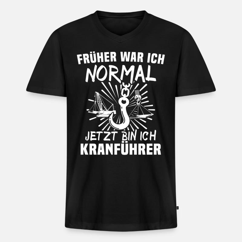 Kranführer Kran Kranfahrer - Männer Premium Bio T-Shirt mit V-Ausschnitt - Schwarz