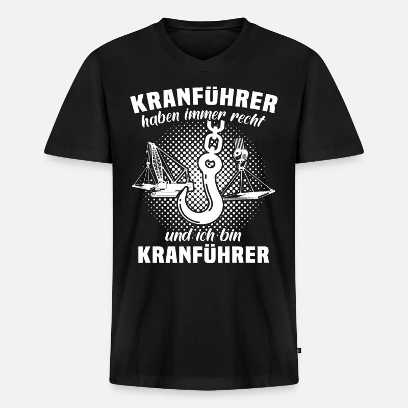 Kranführer Kran Kranfahrer - Männer Premium Bio T-Shirt mit V-Ausschnitt - Schwarz