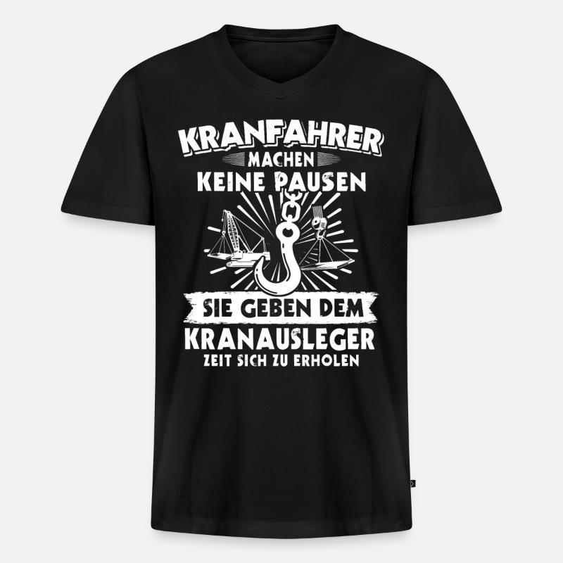 Kranführer Kran Kranfahrer - Männer Premium Bio T-Shirt mit V-Ausschnitt - Schwarz
