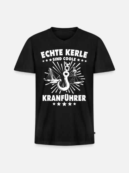 Kranfahrer Kranführer Kran Fahren - Männer Premium Bio T-Shirt mit V-Ausschnitt - Schwarz