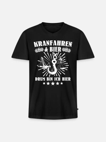 Kranführer Kran Kranfahrer - Männer Premium Bio T-Shirt mit V-Ausschnitt - Schwarz