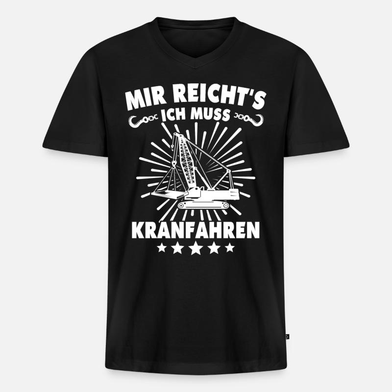 Kranfahrer Kran Kranfuehrer - Männer Premium Bio T-Shirt mit V-Ausschnitt - Schwarz