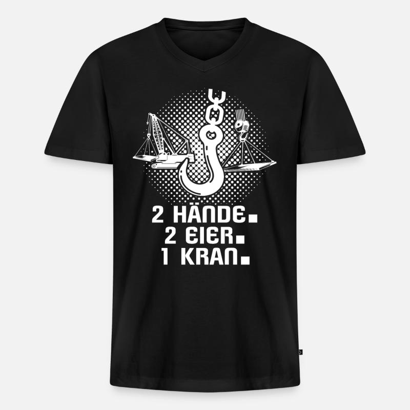 Kranfahrer Kran Kranfuehrer - Männer Premium Bio T-Shirt mit V-Ausschnitt - Schwarz