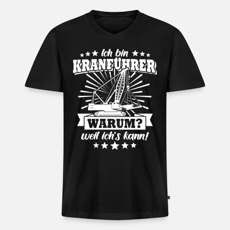 Kranfuehrer Kran Kranfahrer - Männer Premium Bio T-Shirt mit V-Ausschnitt - Schwarz