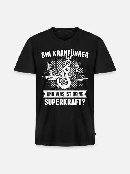 Kranfuehrer Kran Kranfahrer - Männer Premium Bio T-Shirt mit V-Ausschnitt - Schwarz