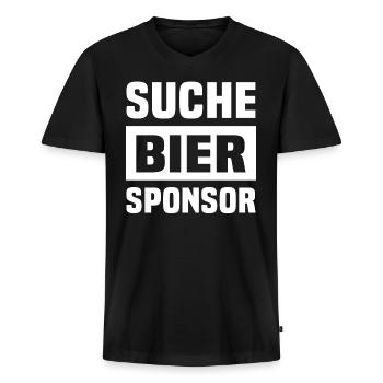 Bier Biersprüche Biertrinker Bierliebhaber - Männer Premium Bio T-Shirt mit V-Ausschnitt - Schwarz - Vorne - Nico (187cm)