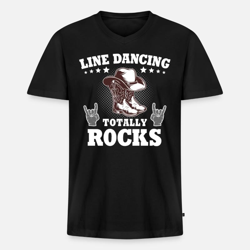 Line Dance Line Dancing - Männer Premium Bio T-Shirt mit V-Ausschnitt - Schwarz