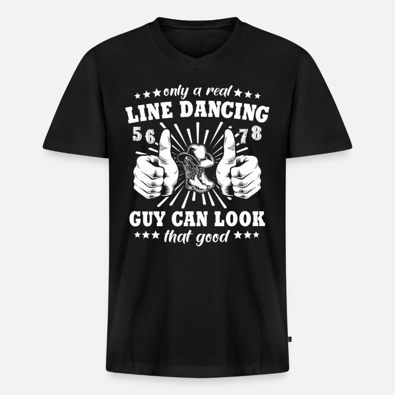 Line Dancing Guy Line Dance - Männer Premium Bio T-Shirt mit V-Ausschnitt - Schwarz