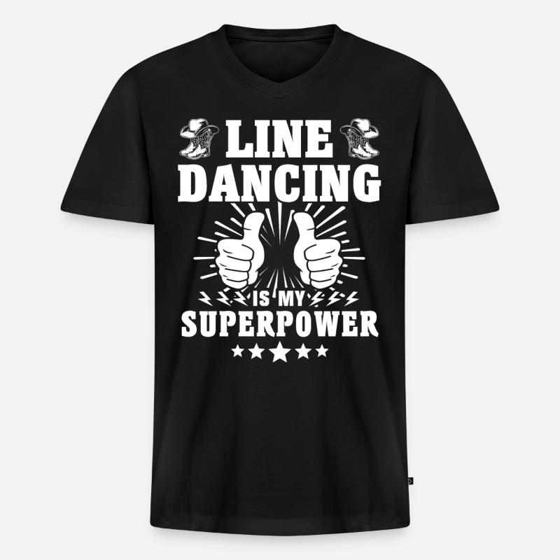 Line Dance Line Dancing - Männer Premium Bio T-Shirt mit V-Ausschnitt - Schwarz