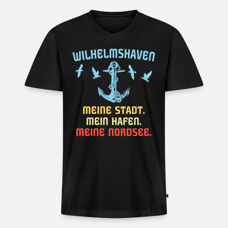 Wilhelmshavener Wilhelmshaven - Männer Premium Bio T-Shirt mit V-Ausschnitt - Schwarz