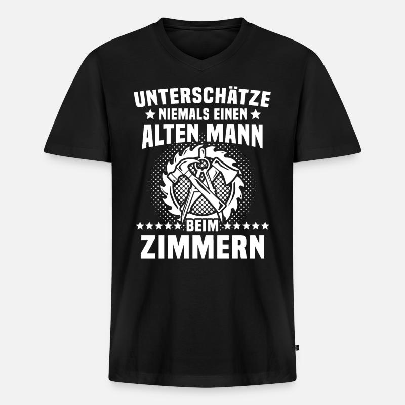 Zimmermann Zimmerer - Männer Premium Bio T-Shirt mit V-Ausschnitt - Schwarz