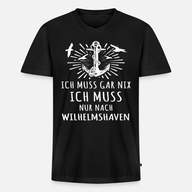 Wilhelmshaven Urlaub - Männer Premium Bio T-Shirt mit V-Ausschnitt - Schwarz