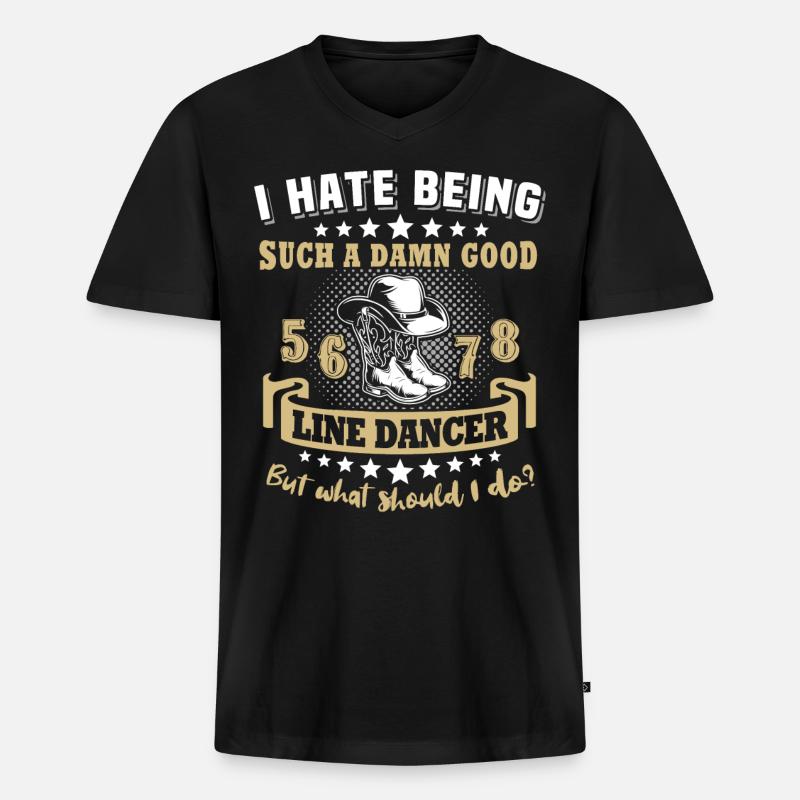 Line Dancing - Männer Premium Bio T-Shirt mit V-Ausschnitt - Schwarz
