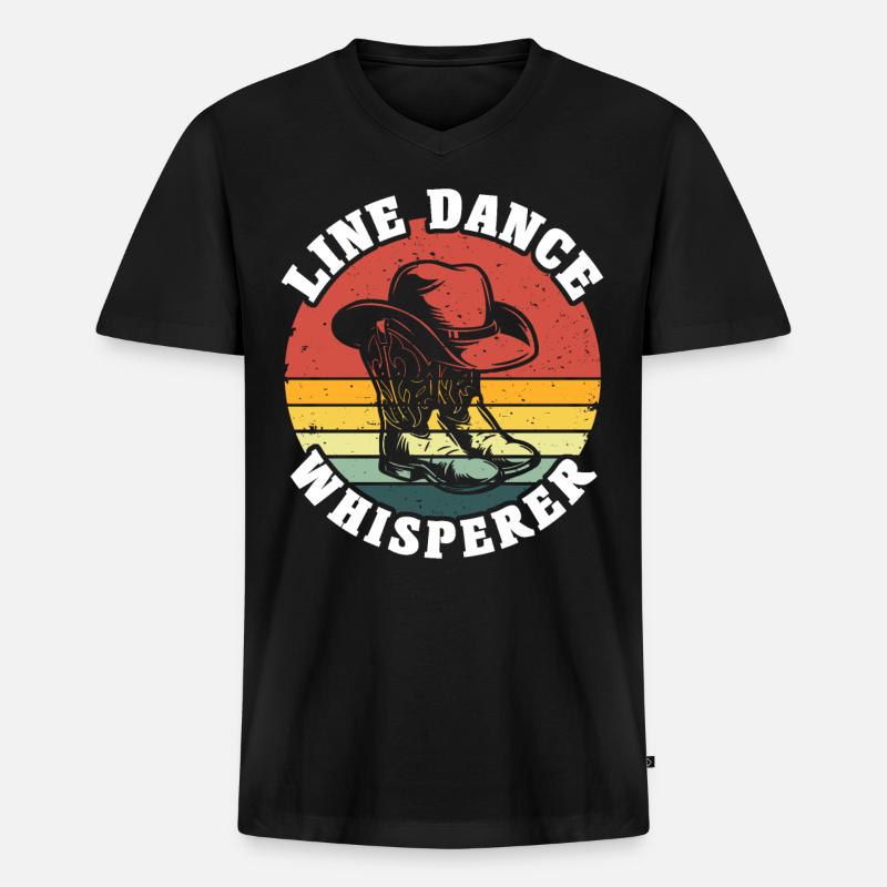 Line Dance Whisperer - Männer Premium Bio T-Shirt mit V-Ausschnitt - Schwarz