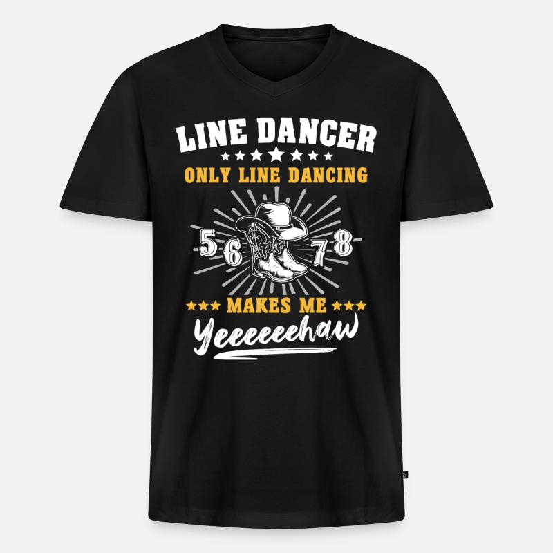 Line Dancing - Männer Premium Bio T-Shirt mit V-Ausschnitt - Schwarz