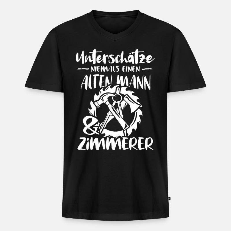 Zimmermann Zimmern Zimmerer - Männer Premium Bio T-Shirt mit V-Ausschnitt - Schwarz