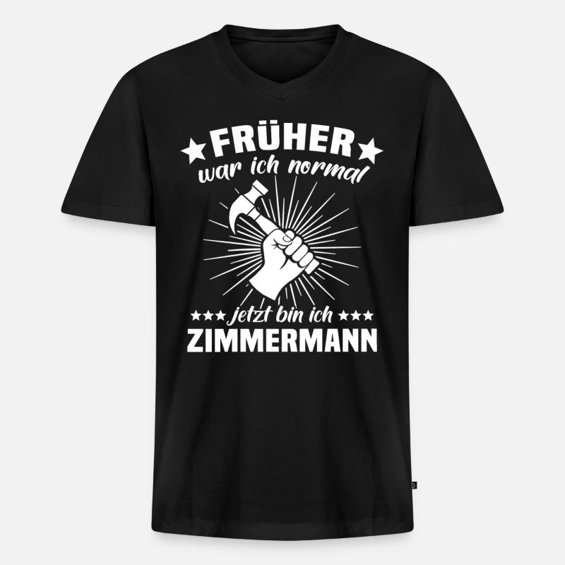 Zimmermann Beruf Zimmerer - Männer Premium Bio T-Shirt mit V-Ausschnitt - Schwarz