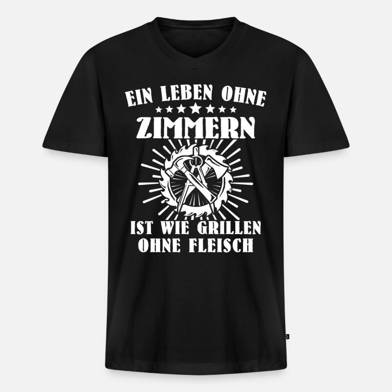 Zimmermann Beruf Zimmerer - Männer Premium Bio T-Shirt mit V-Ausschnitt - Schwarz