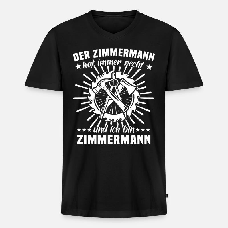Zimmermann Beruf Zimmerer - Männer Premium Bio T-Shirt mit V-Ausschnitt - Schwarz