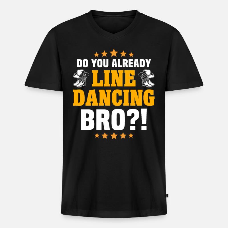 Line Dance Already Line Dancing - Männer Premium Bio T-Shirt mit V-Ausschnitt - Schwarz