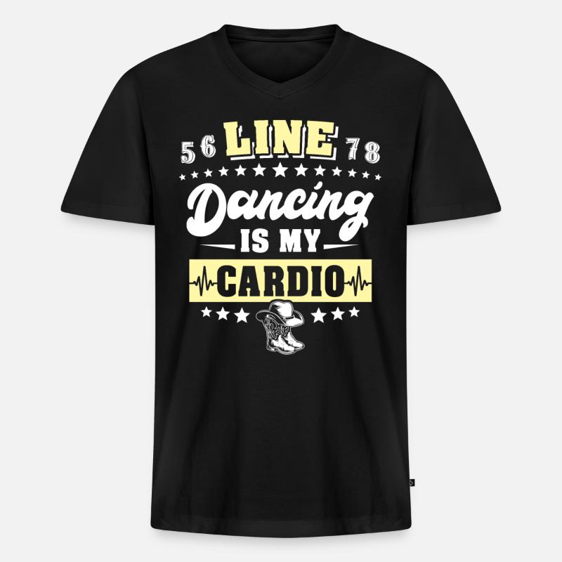 Line Dance Cardio Line Dancing - Männer Premium Bio T-Shirt mit V-Ausschnitt - Schwarz