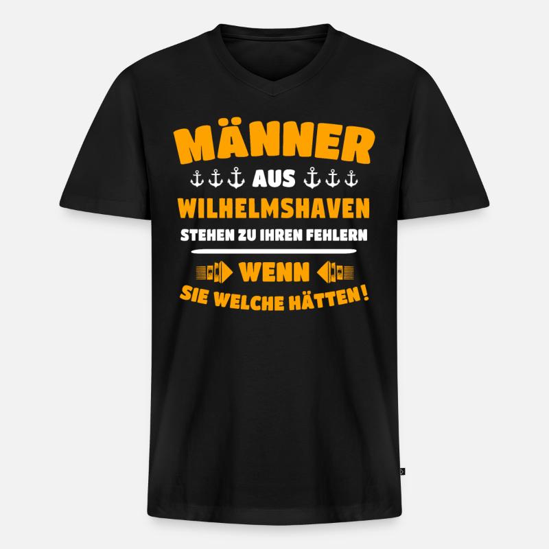 Wilhelmshaven Mann Wilhelmshavener Männer - Männer Premium Bio T-Shirt mit V-Ausschnitt - Schwarz