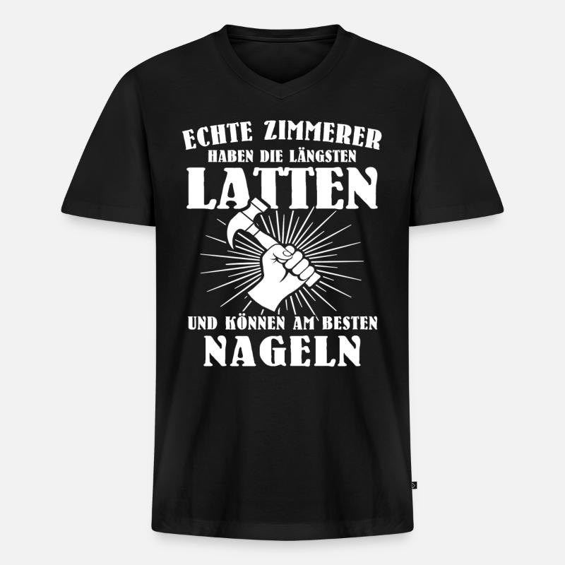 Zimmermann Zimmerer - Männer Premium Bio T-Shirt mit V-Ausschnitt - Schwarz