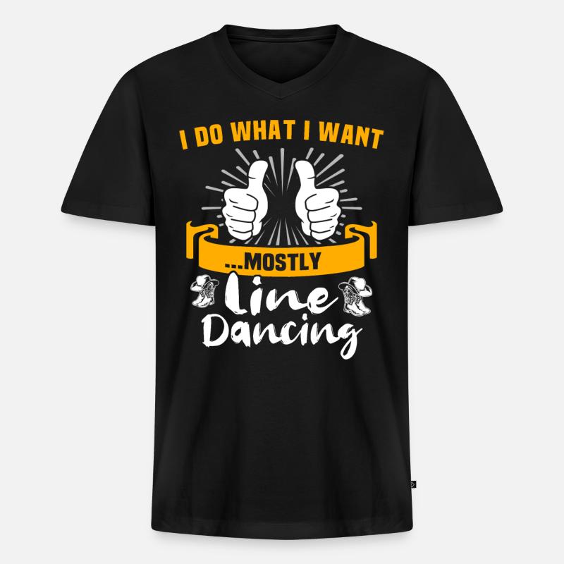 Line Dancing - Männer Premium Bio T-Shirt mit V-Ausschnitt - Schwarz