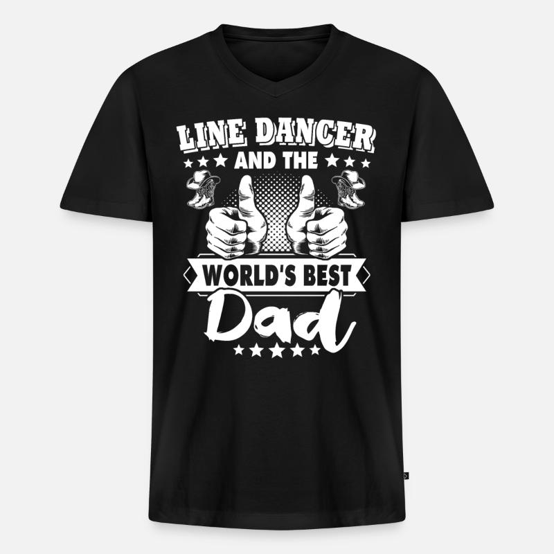 Line Dancing Papa - Männer Premium Bio T-Shirt mit V-Ausschnitt - Schwarz