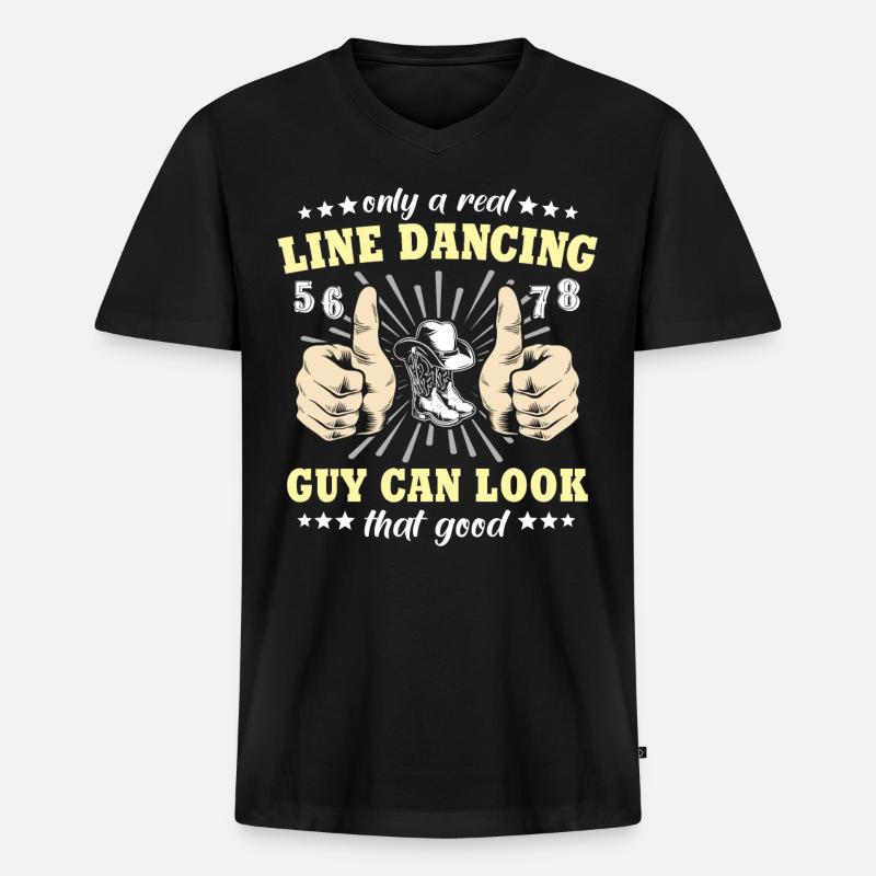 Line Dancing Geschenk - Männer Premium Bio T-Shirt mit V-Ausschnitt - Schwarz