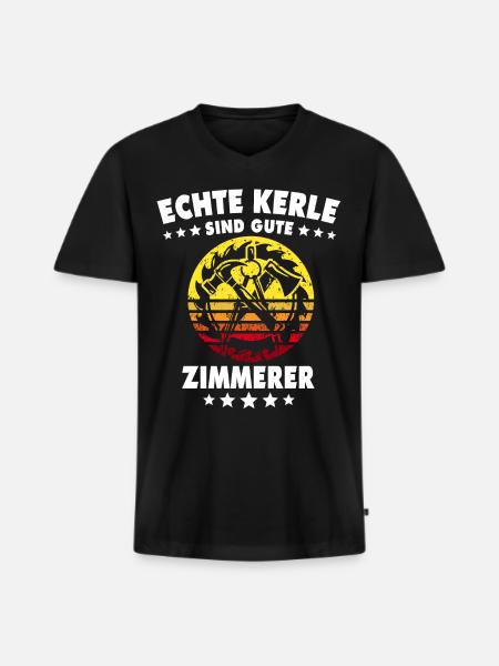 Zimmerer Sprüche Zimmermann - Männer Premium Bio T-Shirt mit V-Ausschnitt - Schwarz